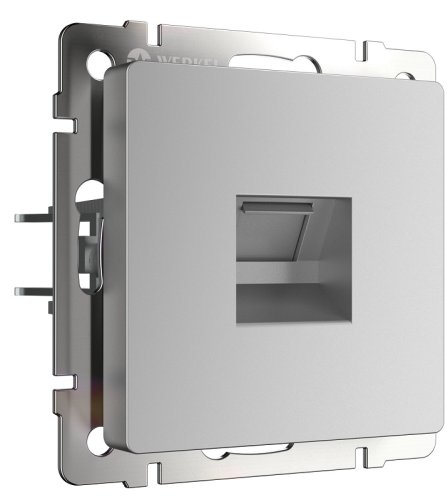 Розетка компьютерная без рамки Werkel 1-м. RJ45 5e серебряный глянцевый картинка